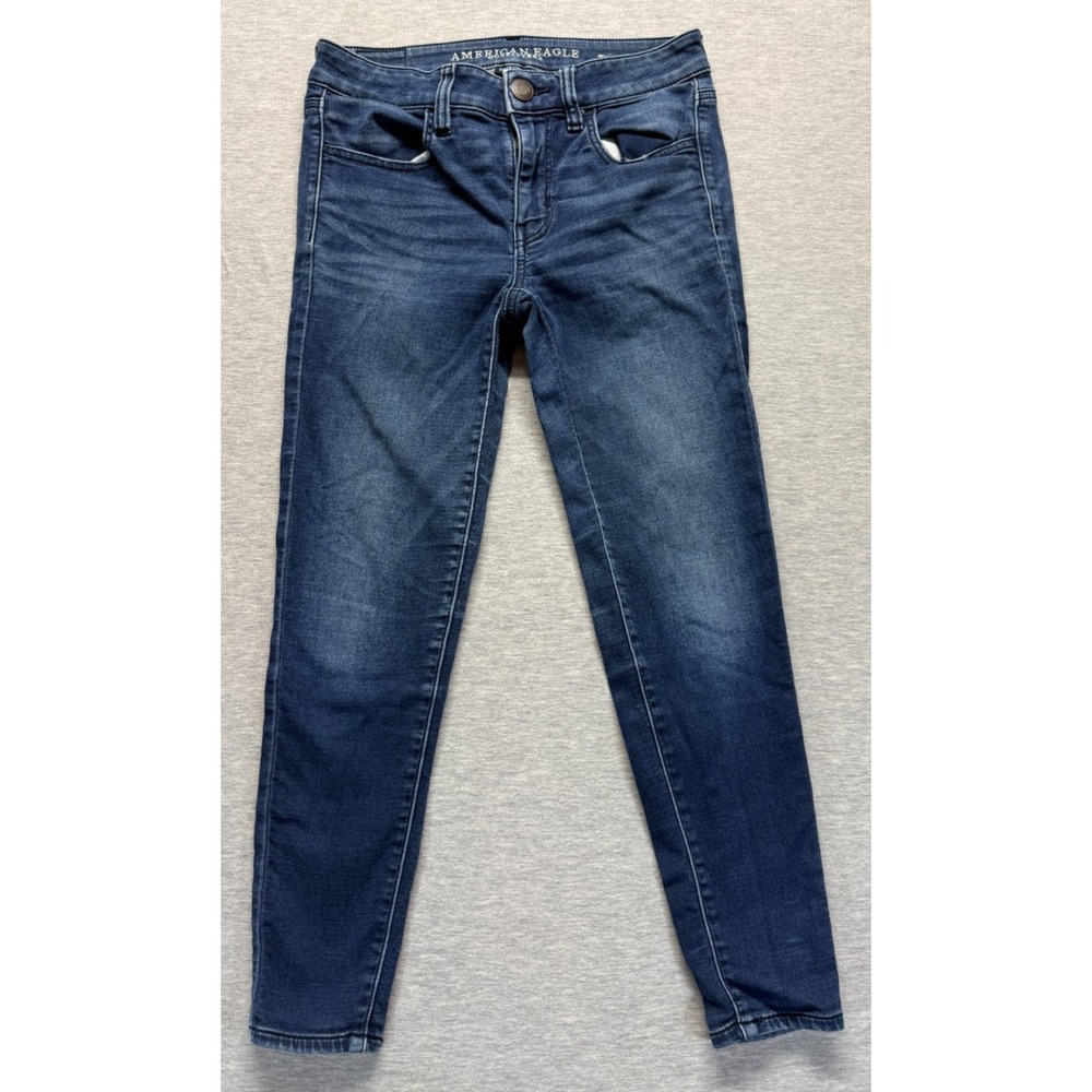 American Eagle Outfitters Super Stretch Skinny Jeans Women 2 Blue Denim Low Rise
